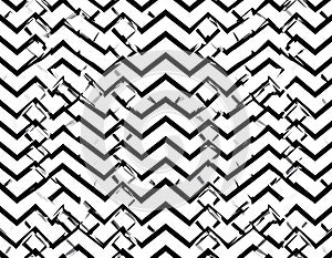 Abstract Black and White Chevron Pattern with Grunge Texture