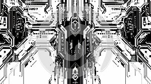 Abstract Black And White Circuit Board Design