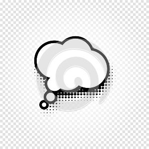 abstract black and white color comic speech balloon icon on checkered background, dialogue box sign, dialog