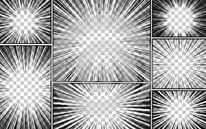 Abstract black and white comic page background art template