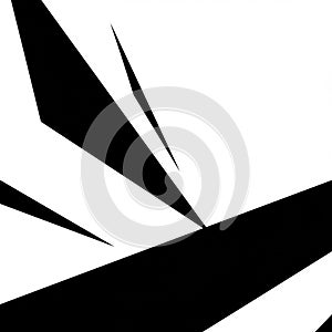Abstract black and white composition featuring sharp, angular shapes. Contrasting