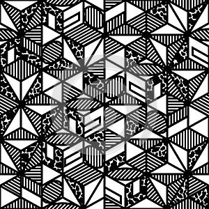 Abstract black and white cube geometric pattern in