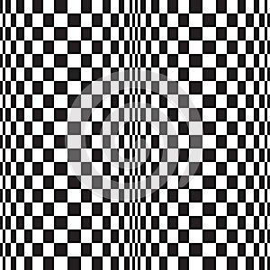 Abstract black and white curved grid vector background pattern.