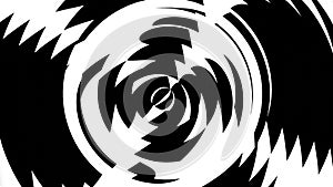 Abstract black and white cyclic illustration. Hypnotic video.