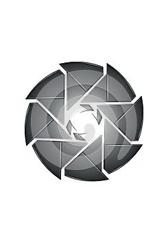 Abstract black and white design featuring a circular pattern composed of overlapping