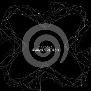 Abstract black and white digital art features an intricate network of interconnected