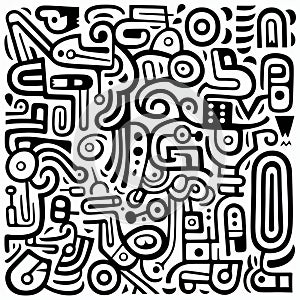 Modern Abstract Vector Seamless Black And White Pattern photo