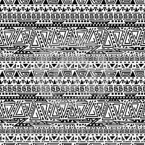 Abstract black and white ethnic geometric pattern