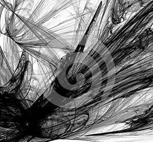 Abstract black and white fractal on white background. Fantasy fractal texture. Digital art. 3D rendering. Computer generated image