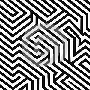 Abstract black and white geometric maze pattern