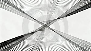 Abstract black and white geometric pattern featuring intersecting lines creating a dynamic symmetrical design