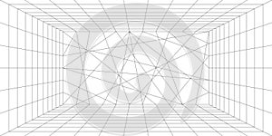 abstract black white grid lines. perspective rectangle background. 3d wireframe pattern. architectural concept