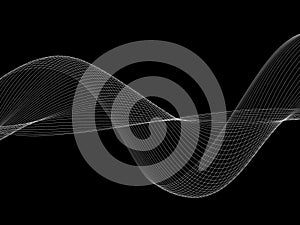 Abstract black and white Grid wave line