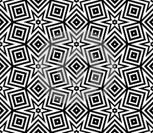 Abstract black and white halftone hexagon, triangle seamless pattern. Geo shape background.