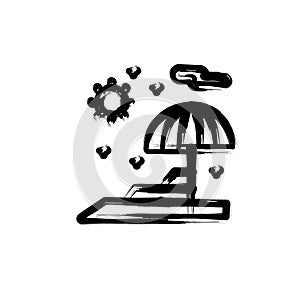 beach umbrella logo icon