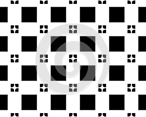 Abstract black and white illustration with a seamless geometric tile pattern