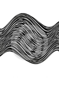 Abstract black and white image featuring undulating wavy lines.