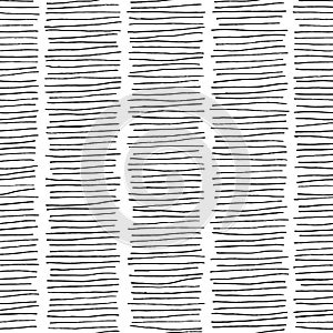 Abstract black white lines seamless pattern. Ink pen hatch strokes, vector hand drawn texture background photo