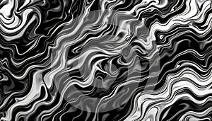 Abstract Black and White Liquid Marble Swirls Background Texture