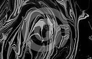 Abstract black white marble texture, acrylics art. Acrylic, light. photo