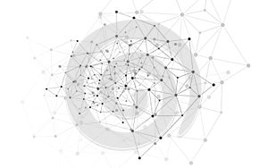 Abstract Black and White Modern Cloud Computing and Global Digital Network Connections, IT or Technology Concept, Polygonal Grid