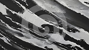 Abstract black and white ocean landscape painting.
