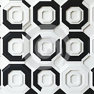 Abstract Black and White Octagon Geometric Pattern Wall Texture Background