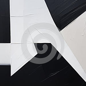 Abstract Black And White Opus 1 Painting With Diagonals And Flat Color Blocks
