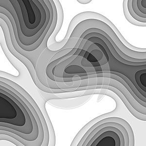 Abstract black and white papercut square background