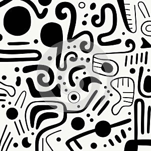 Abstract Black And White Pattern: Minimalist Cartooning Inspired By Guatemalan Art