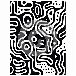 Abstract Black And White Pattern With Playful Organic Shapes
