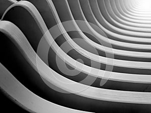 Abstract black and white photo of arhitectural curved details