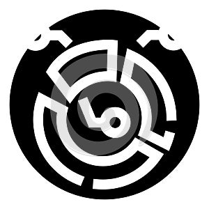 Abstract black and white round maze pattern