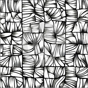 Abstract black and white seamless pattern with curved lines. Vector illustration