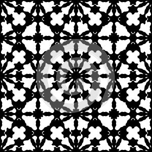 Abstract black & white specular ornament, seamless pattern