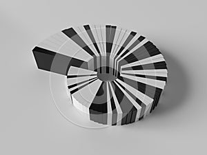 Abstract black and white spiral 3d object