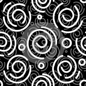Abstract black and white spiral background. Vector seamless pattern. Simple design. Seamless vector texture. Paper art