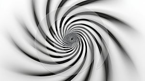 Abstract black and white spiral pattern with motion blur creating a sense of depth and movement