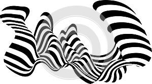 Abstract black and white stripe. Liquify Wave Line. Perspective Smooth ribbon.