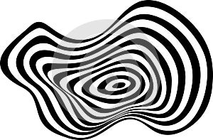 Abstract black and white stripe shape. Liquify Wave form.