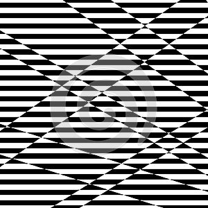 Abstract black and white striped background. Geometric pattern with visual distortion effect.