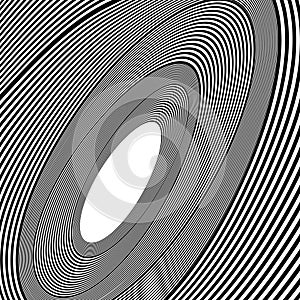 Abstract black and white striped background. Geometric pattern with visual distortion effect.