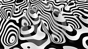 Abstract black and white striped liquid shape