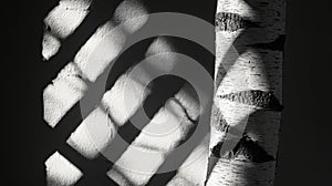 Abstract Black and White Study of Light and Shadow on Birch Tree Bark