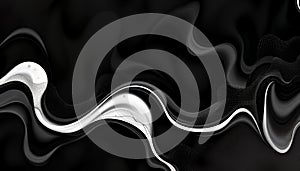 Abstract Black and White Swirling Liquid Design: Elegant Fluid Wave Pattern Background