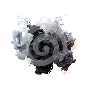 Abstract black and white swirls of paint on white background. Vector illustration.