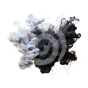 Abstract black and white swirls of paint on white background. Vector illustration.