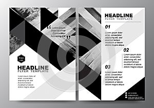 Abstract black white triangle background for minimal Poster Brochure Flyer design Layout vector template in A4 size