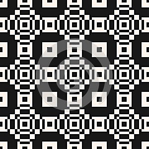 Abstract black and white  vector geometric seamless pattern with squares, tiles