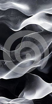 Abstract Black and White Wave Pattern with Flowing Lines and Dynamic Movement
